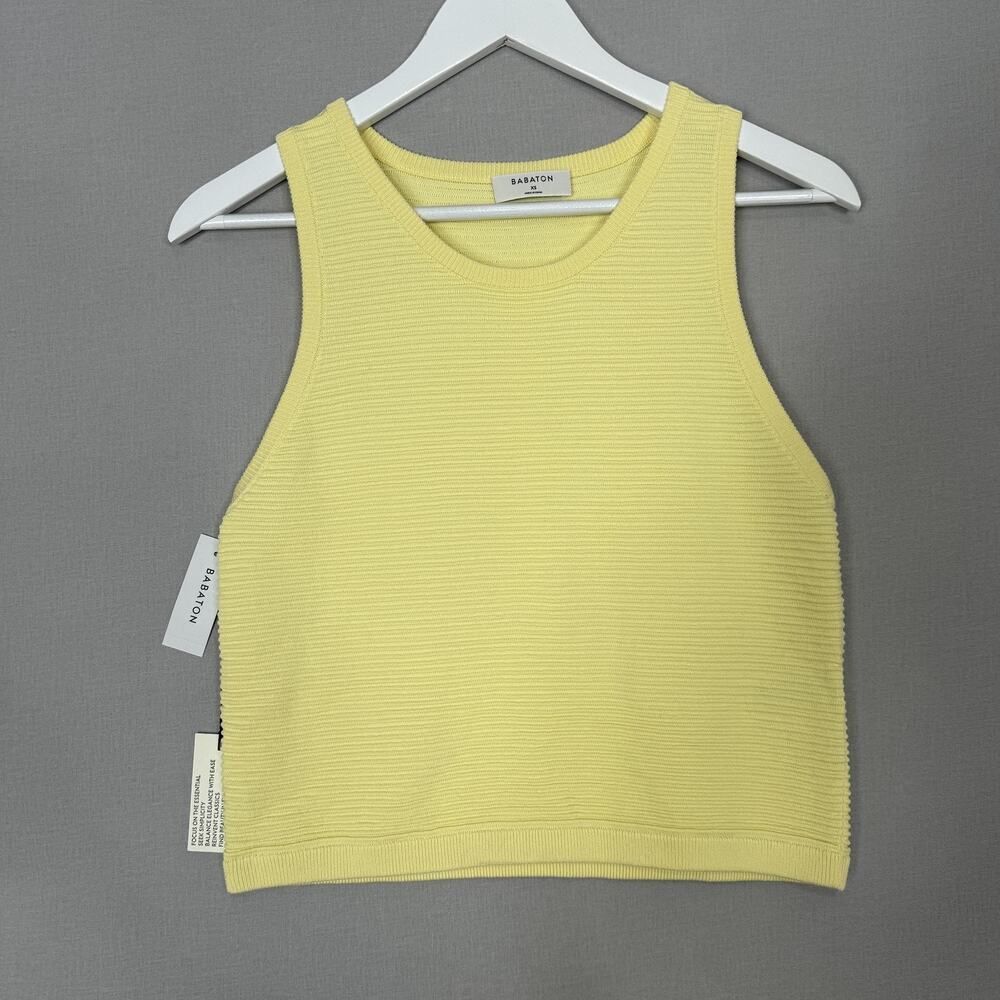 Babaton‎ Alik Knit Top Womens XS Yellow French Vanilla Sculpt Knit Ribbed Tank